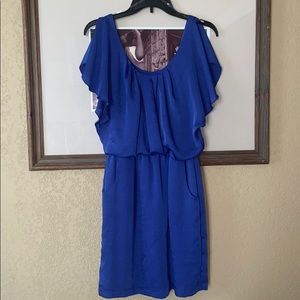 Medium Blue split shoulder dress w/pockets